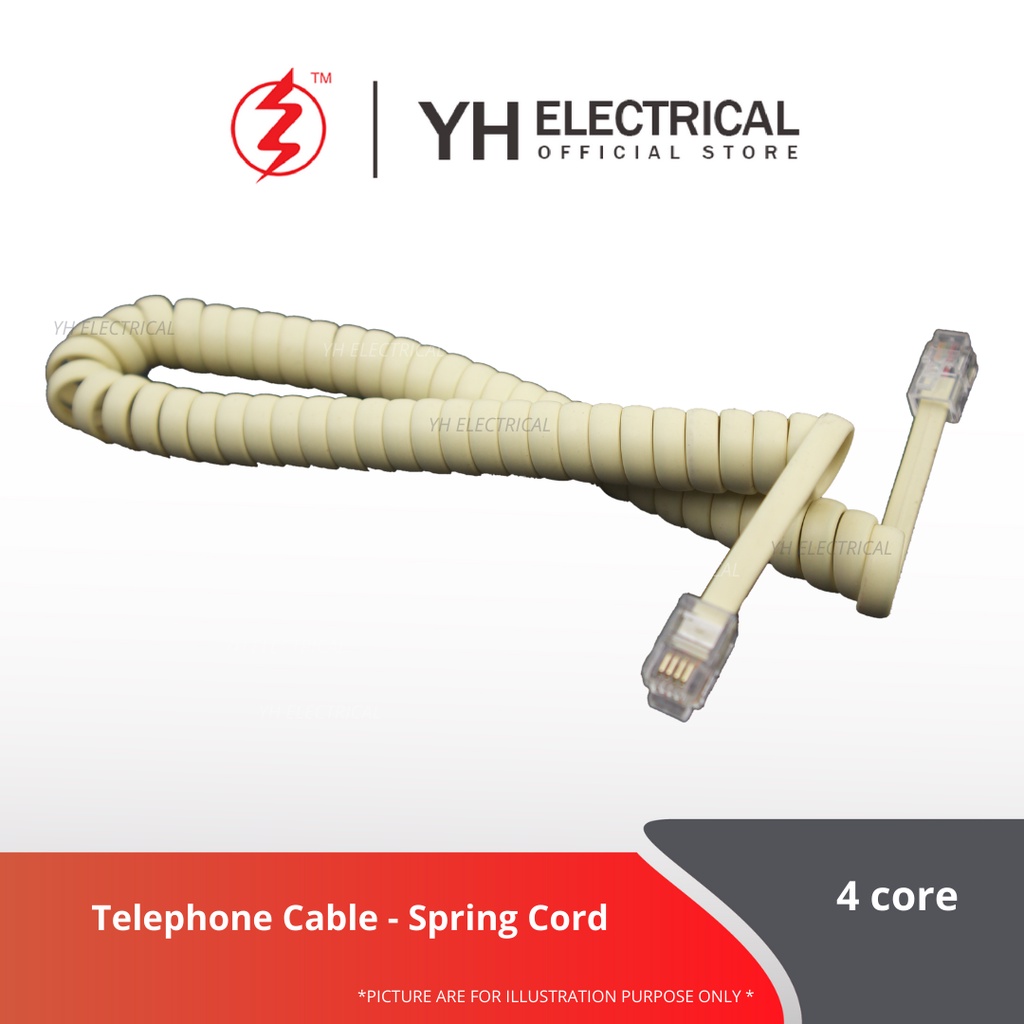 1 Meter Quality 6P4C Telephone Cable - Spring Cord ( BEIGE ) | Shopee ...