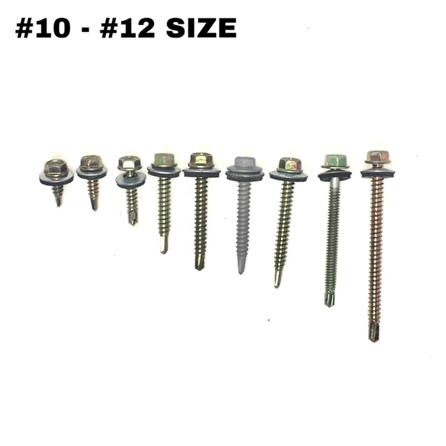 🔩 1 pcs #10 & #12 SD Roofing Screw (Skru Besi-Zink) **Hex Head 8mm ...