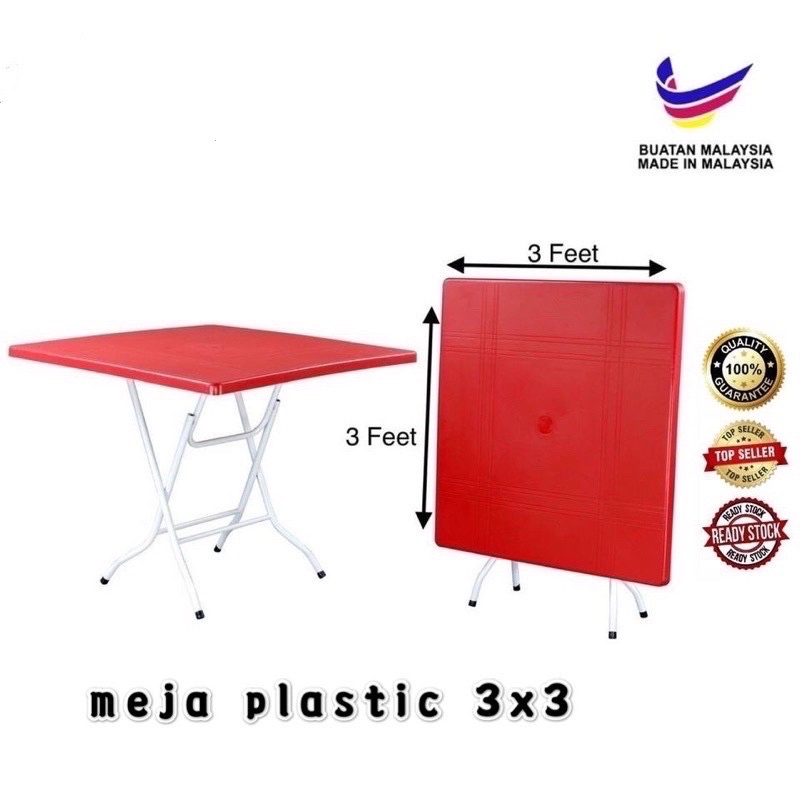 Foldable Plastic Table 3 x3 or 2 x3 RED white blue Mamak Hawker table Meja Lipat Plastik Meja Makan Shopee Malaysia