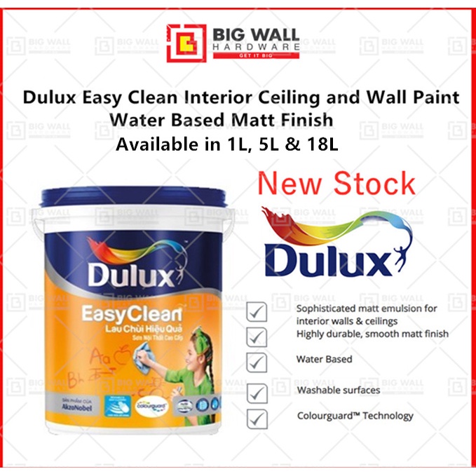 18L Dulux Easy Clean Interior Ceiling and Wall Paint Water Based Matt