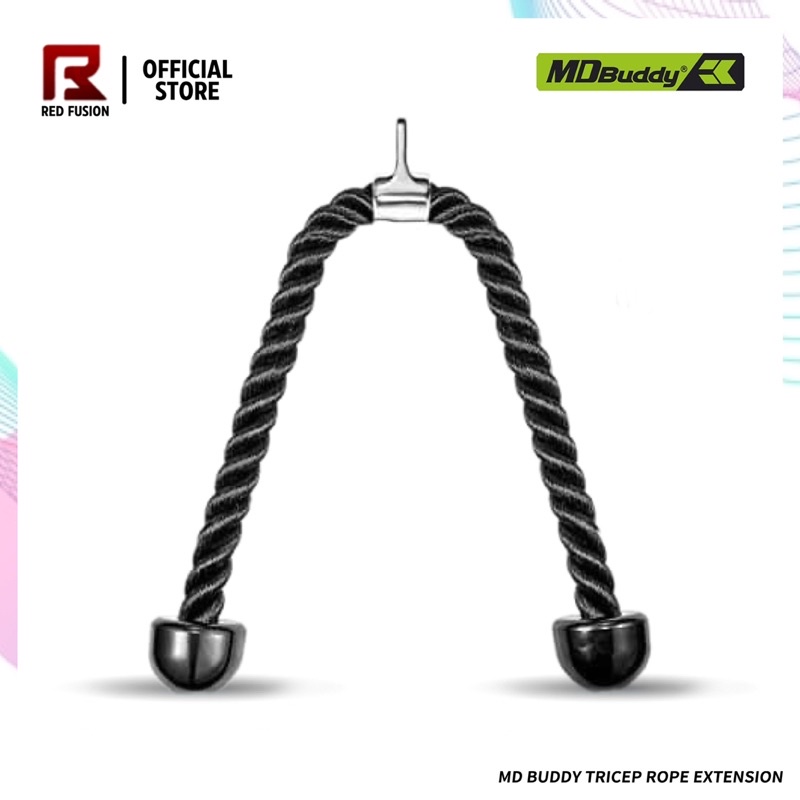 tchrules Universal Tricep Rope Pull Down - 28 Inch Heavy Rope Length, Easy  to Grip & Non Slip Cable Attachment, Suitable for Professional Gyms (Black  red) 