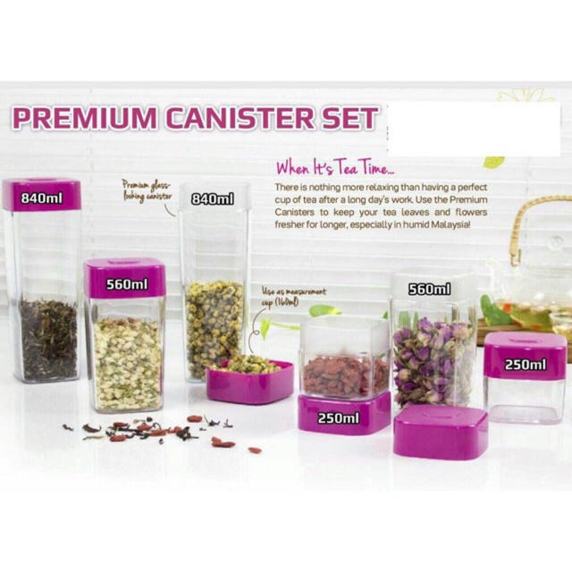 Tupperware Tea Caddy Premium Stackable Clear Canister 2 Pieces Set ...