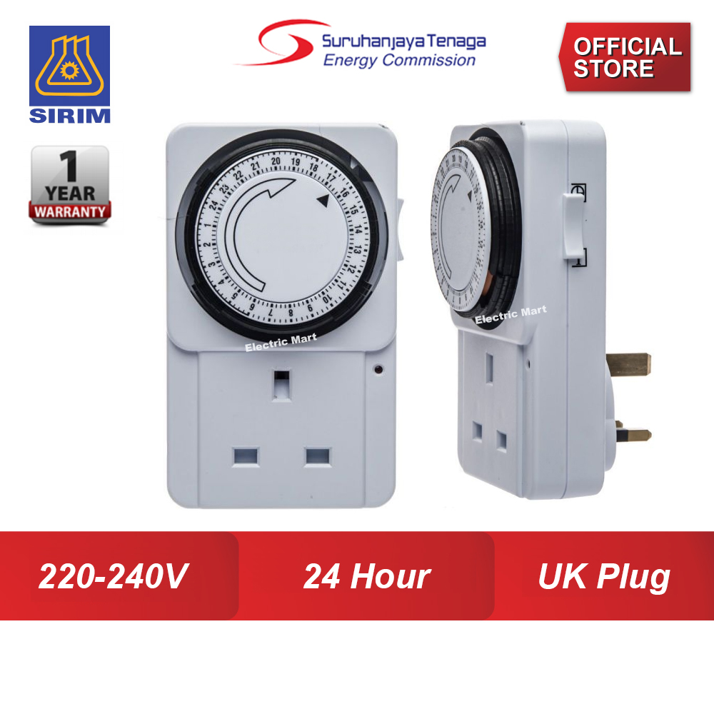 24 Hours Analog Programme 3 Pin Plug Timer / Switch Socket Plug with