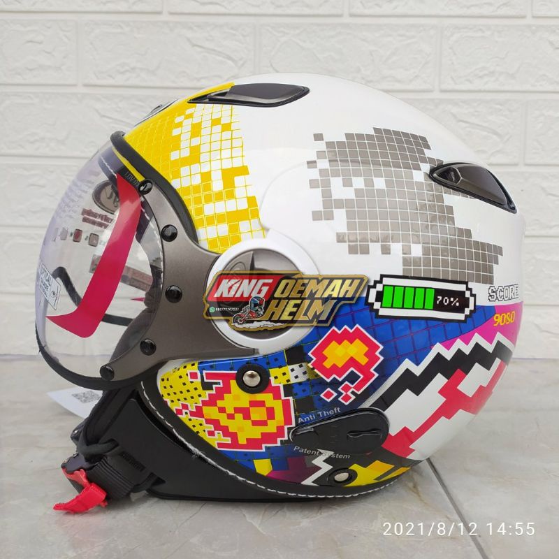 Helmet KYT ELSICO Pattern 7 WHITE YELLOW RED ORIGINAL Helmet RETRO KYT
