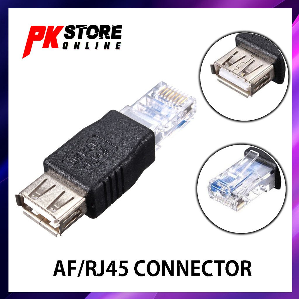 PC CRYSTAL HEAD RJ45 MALE TO USB 2.0 AF A FEMALE ADAPTER CONNECTOR ...