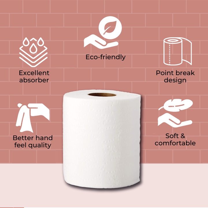 【Pack】3Ply Toilet Paper Tissue Roll Virgin Pulp Bathroom Tissue Tisu
