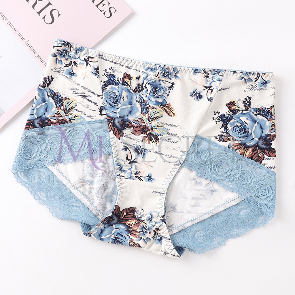 Mi Secret Mid Waist Cotton Panties Floral Design Panties Lace Panties M