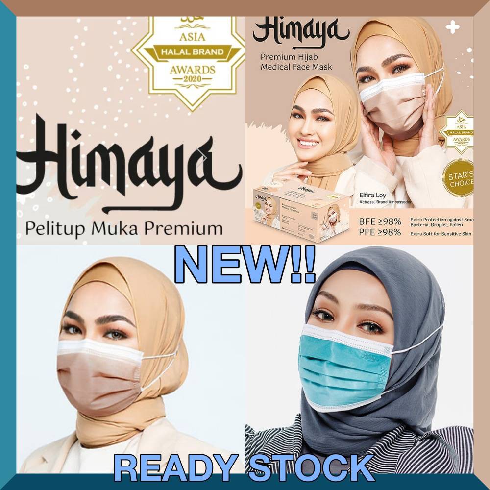 NEW HIMAYA Premium Medical Hijab Headloop Face Masks Collab With 