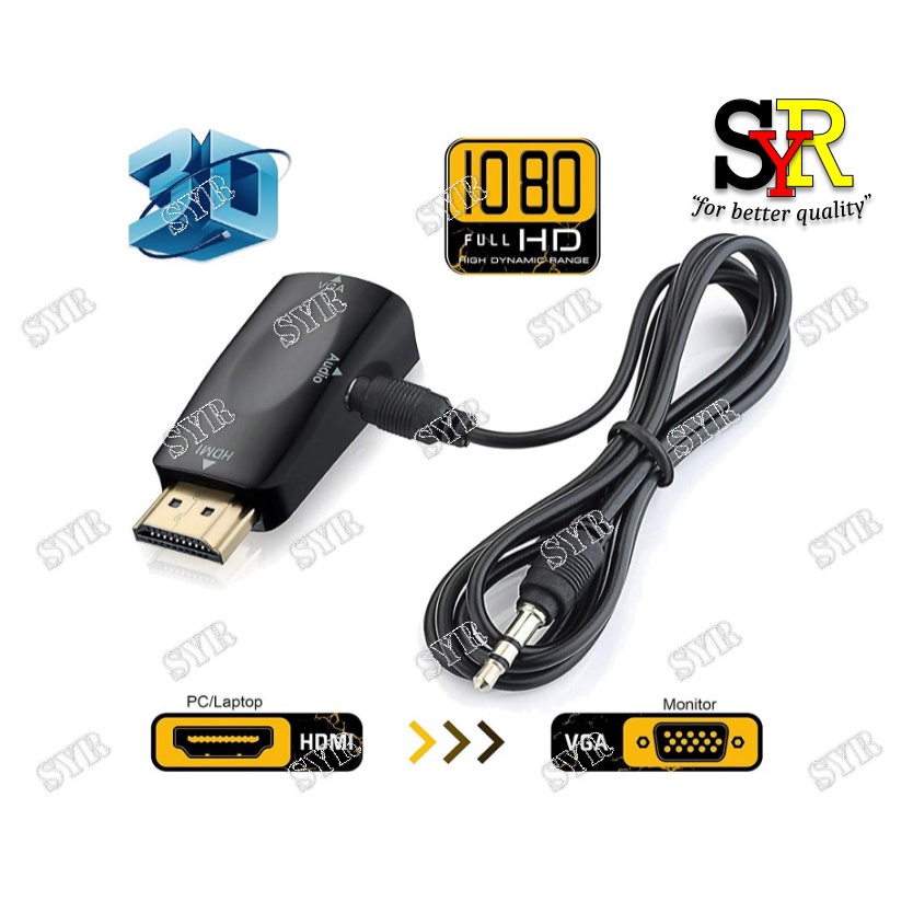 VGA To HDMI Converter Adapter Cable With Audio