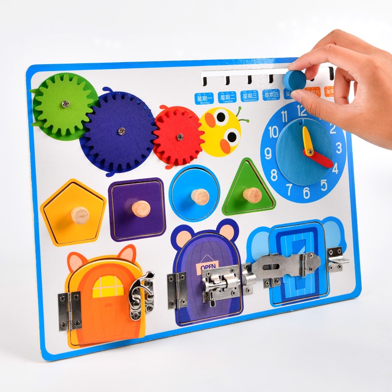 Kids Wooden Toys Montessori Toys Baby Busy Educational Sensory Board ...