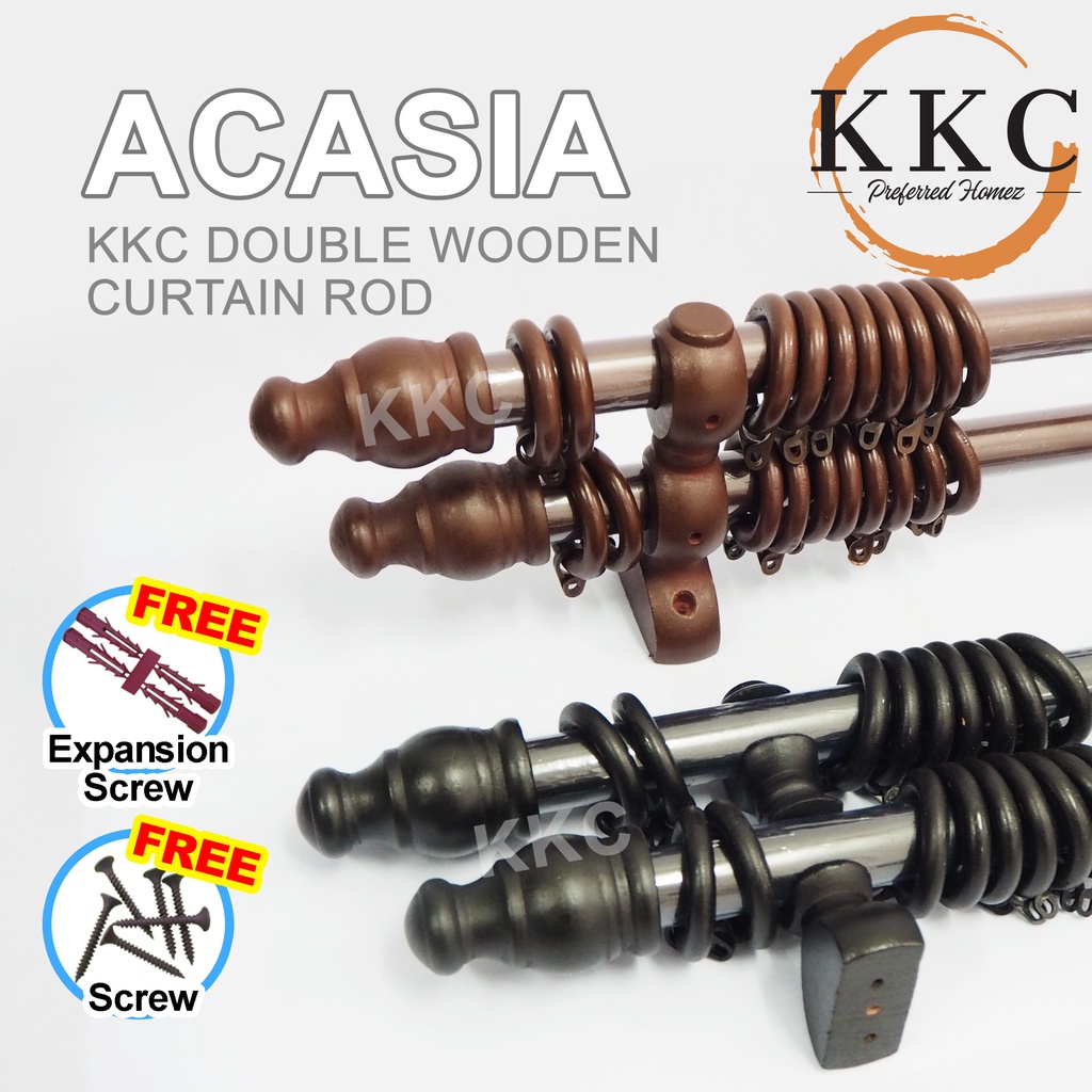 KKC ACASIA DOUBLE Wooden Curtain Rod / Kayu Langsir /Rod Langsir