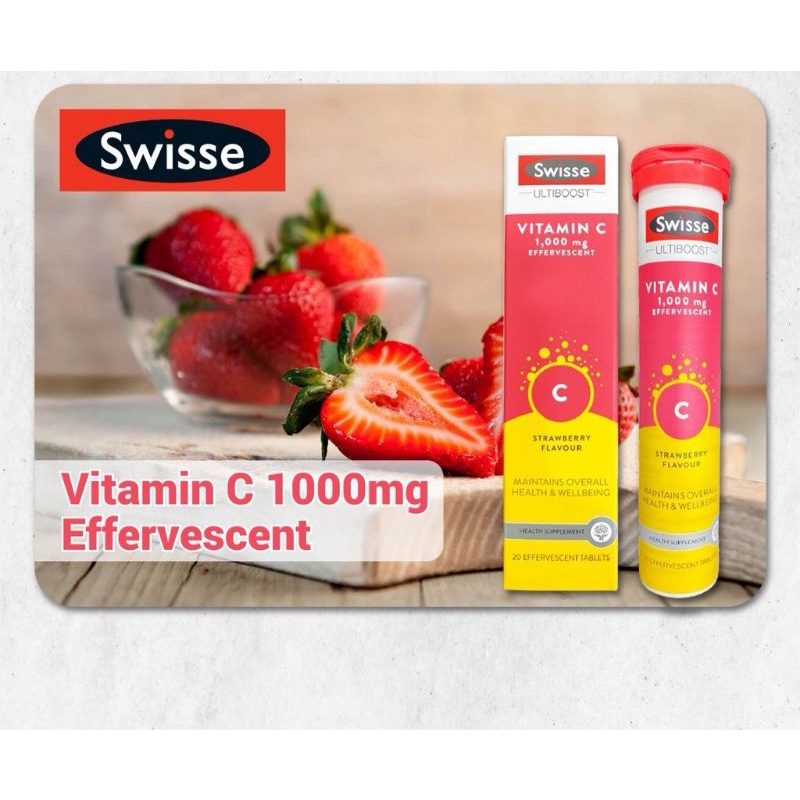 Swisse Vitamin C 1000mg Effervescent 20's Strawberry Flavour Shopee Malaysia