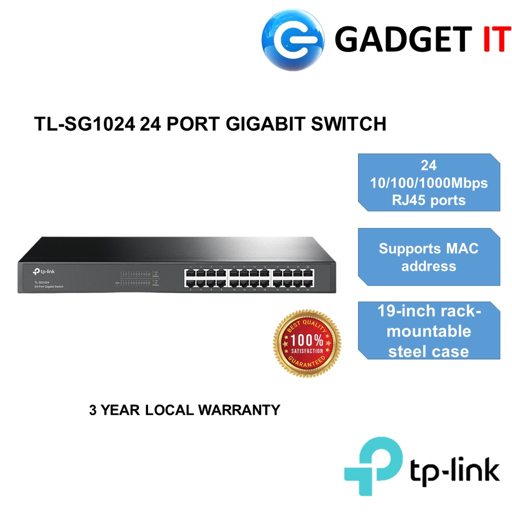 TLSG1024 24 PORT GIGABIT NETWORK SWITCH METAL RACK MOUNT 10/100/1000M TP-LINK TL-SG1024 main image 1
