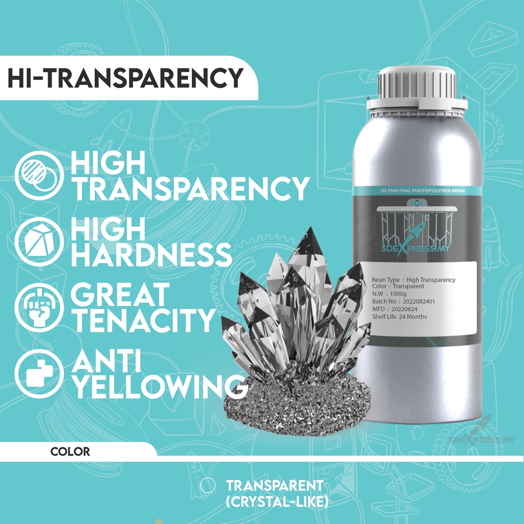 HIGH TRANSPARENCY (CRYSTAL CLEAR / TRANSPARENT) RESIN 1KG