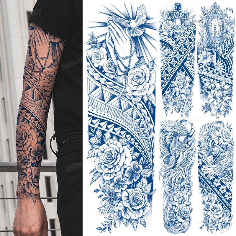 full arm large temporary tattoo stickers juice ink long lasting ...