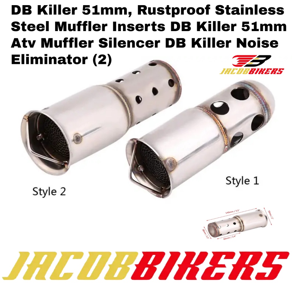 Universal 60mm Motorcycle Exhaust Can Muffler Insert Baffle DB Killer Silencer - Silver Tone