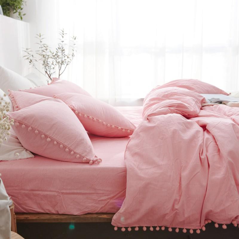 4 IN 1 100Cotton Bedding Set Plain INS Style Fashion High Quality