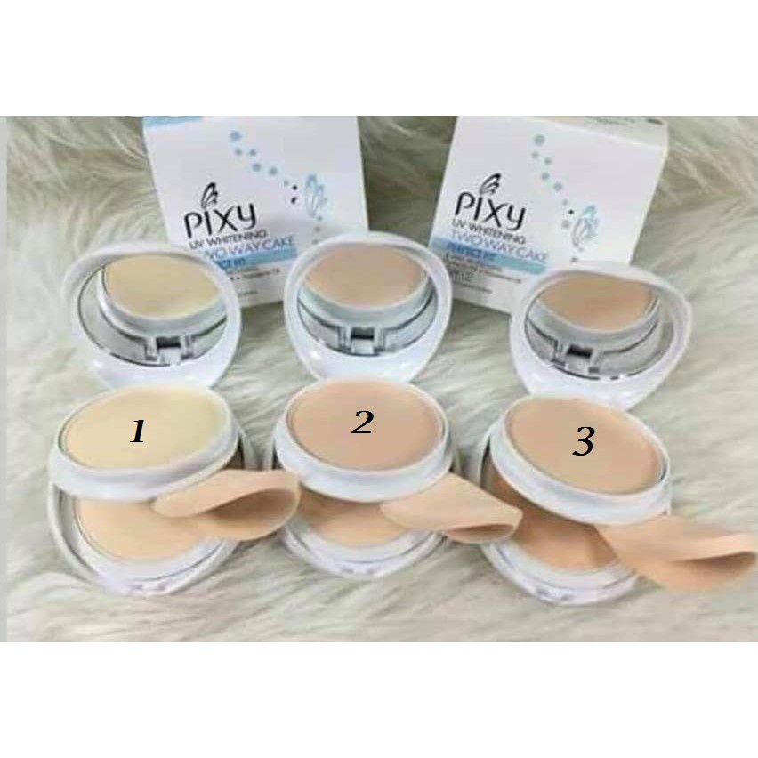 PIXY UV Whitening 2 In 1 Double Layer Two Way Cake Compact Powder+Fixy ...