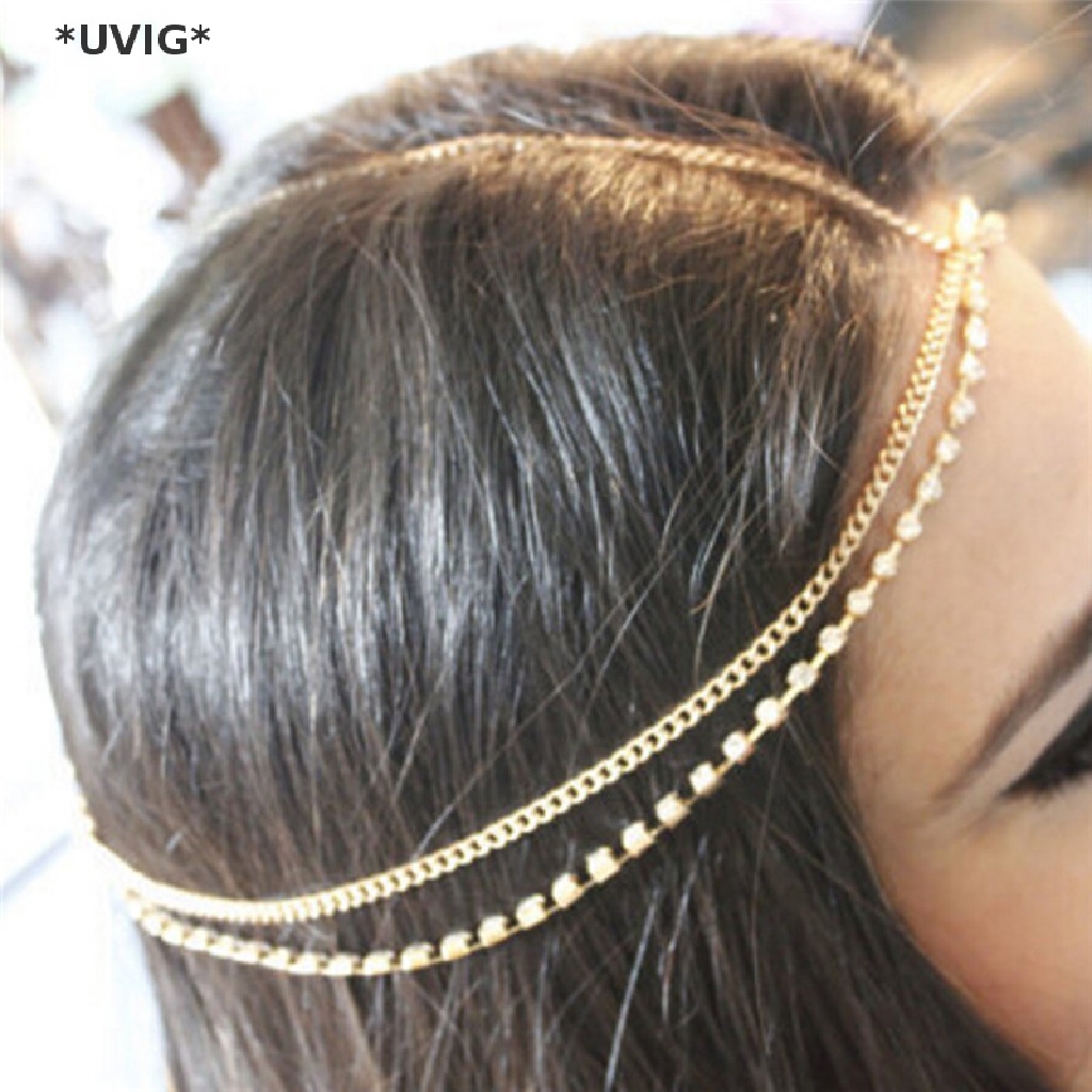 UVIG Metal Multilayer Boho Head Chain Headband Wedding Hairstyle Hair ...