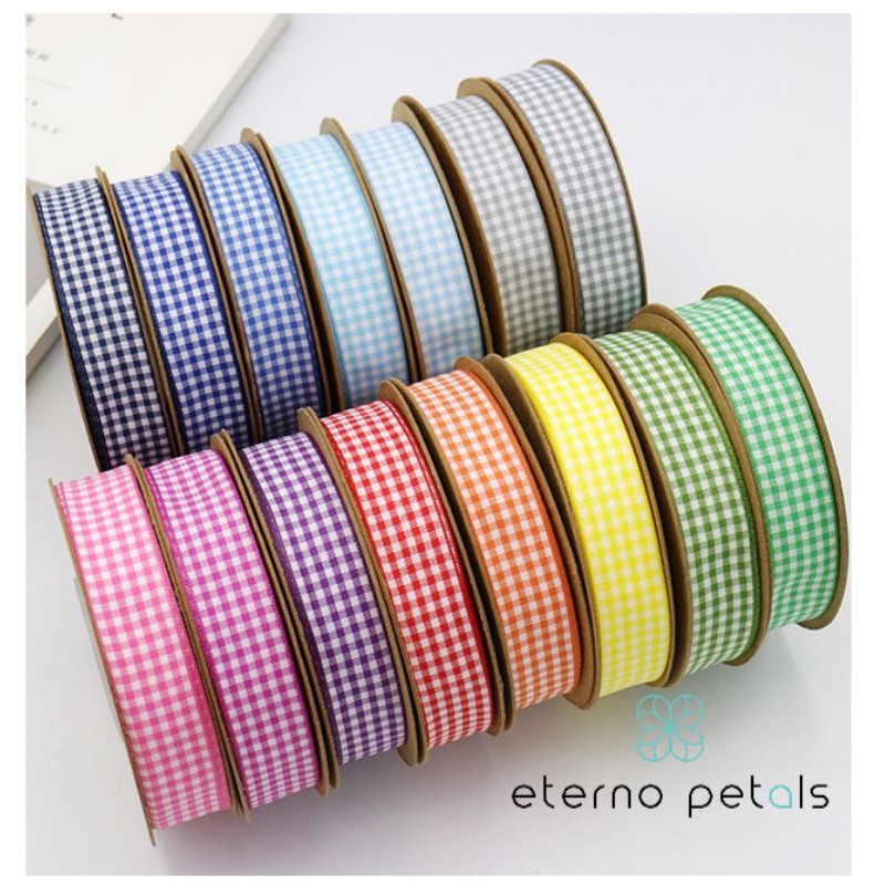 Ready Stock 15mm& 20mm/ 25 yard Chequer Ribbons Korean style ribbon ...