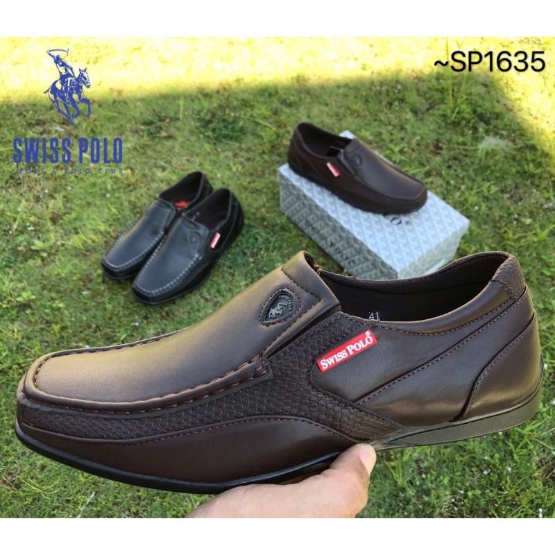 Ready Stock Smart Swiss Polo Authentic PU Leather Men s Loafers Kasut Formal Casual Comfortable Bergaya PoloBlackA 39 PGMall