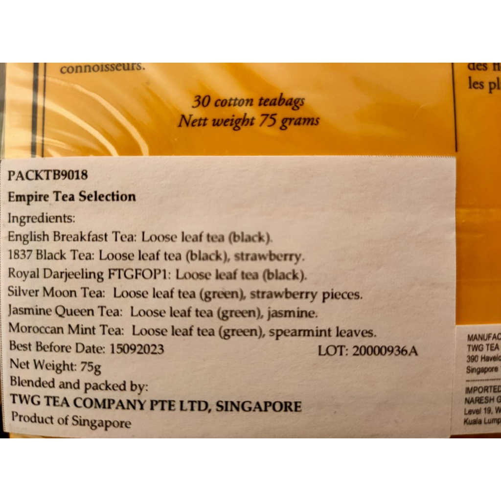 TWG Empire Tea Selection 30 x 2.5g Teabags | Shopee Malaysia