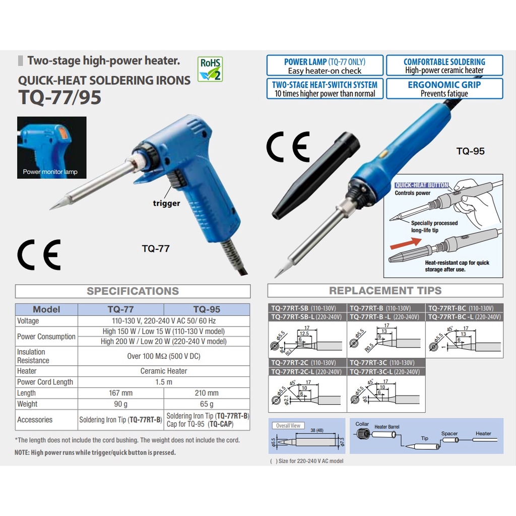 Japan GOOT Repair Tools TQ-95 Fast Thermal Electric Soldering Iron Japan GOOT Repair Tools TQ-95 Fast Thermal Electric Soldering Iron