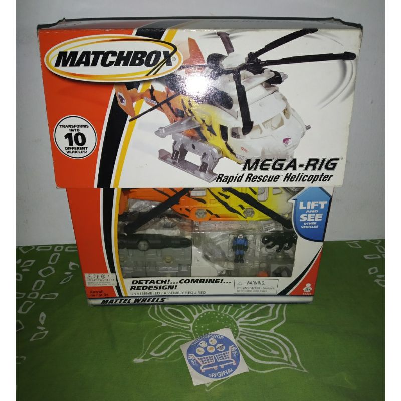 Diecast Set Matchbox Mega Rig Rapid Rescue Helicopter Original Mattel ...