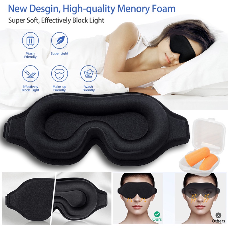 Sleep Mask for Men Women Upgraded 3D Contoured Cup Eye mask Blindfold ...