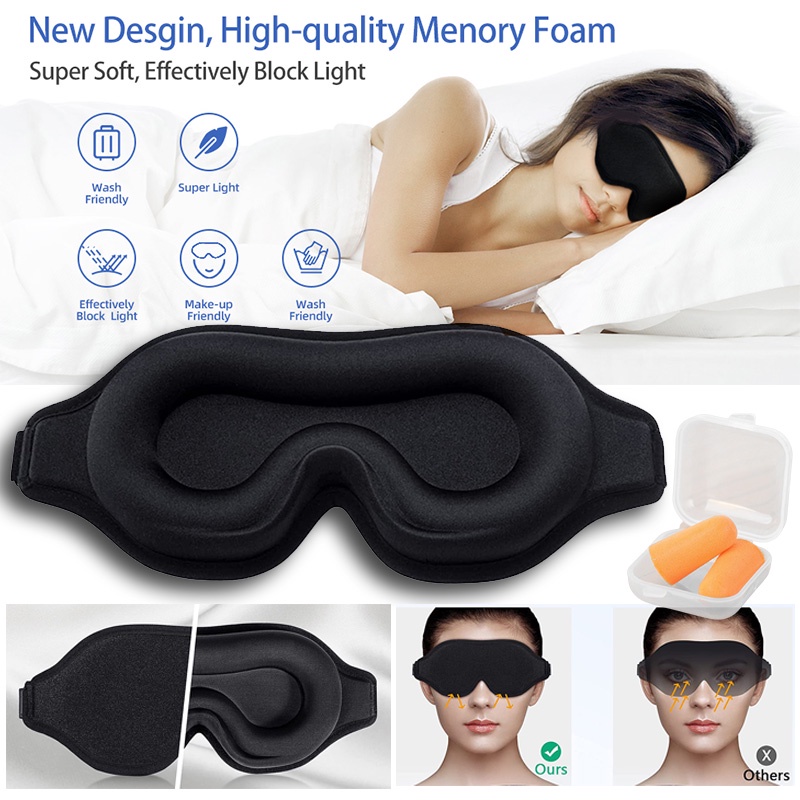 Sleep Mask for Men Women, Upgraded 3D Contoured Cup Eye mask