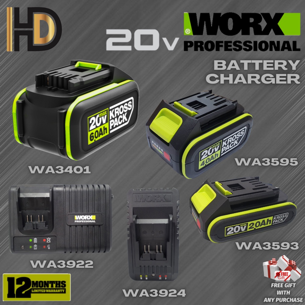 WORX 20V Green Series Battery Charger WA3401 WA3595 WA3593