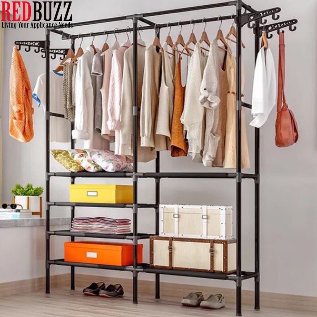 Large Clothes Rack Rak Almari Rack Wardrobe Cabinet Clothes Hanger and ...