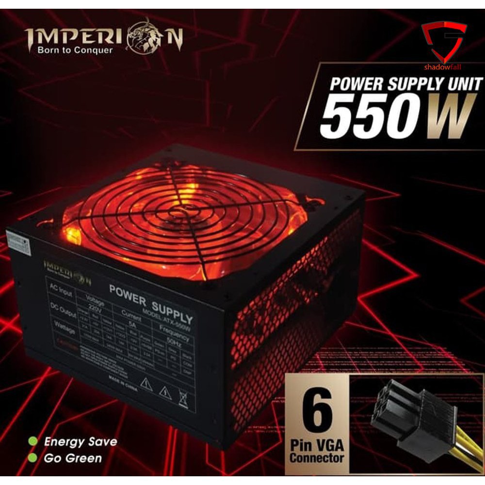 Imperion 550w Black Edition Atx Power Supply With Red Led Light Shopee Malaysia 8159