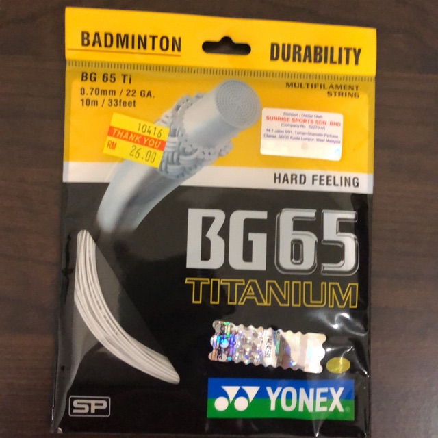 Original Yonex Badminton String BG 65 Titanium Made in Japan (with