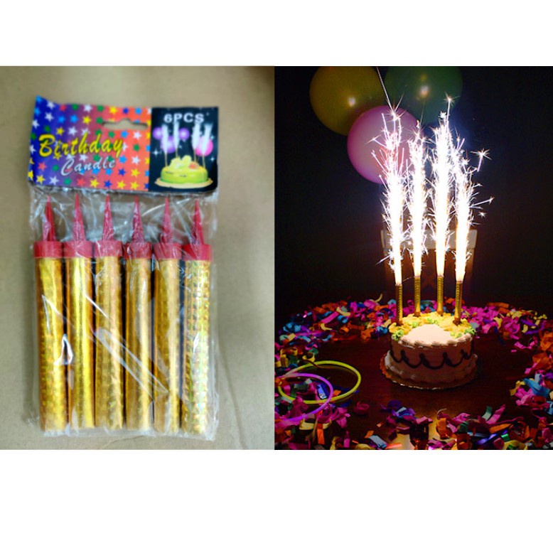 6 pieces Fire Spark Candle 10CM, 15CM & 20CM For Birthday Lilin Api ...