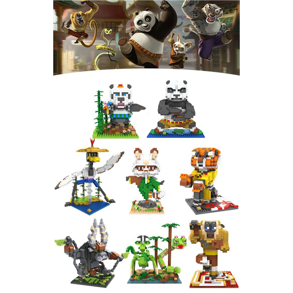 Set of 8 Cute Kung Fu Panda 3 Loz Diamond Building Block Blocks