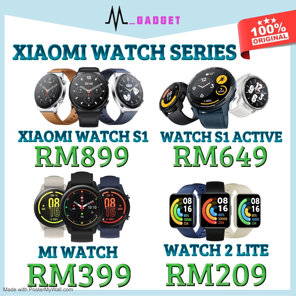 XIAOMI WATCH S1, XIAOMI WATCH S1 ACTIVE, REDMI WATCH 2 LITE, XIAOMI MI  WATCH LITE 100% ORIGINAL MALAYSIA