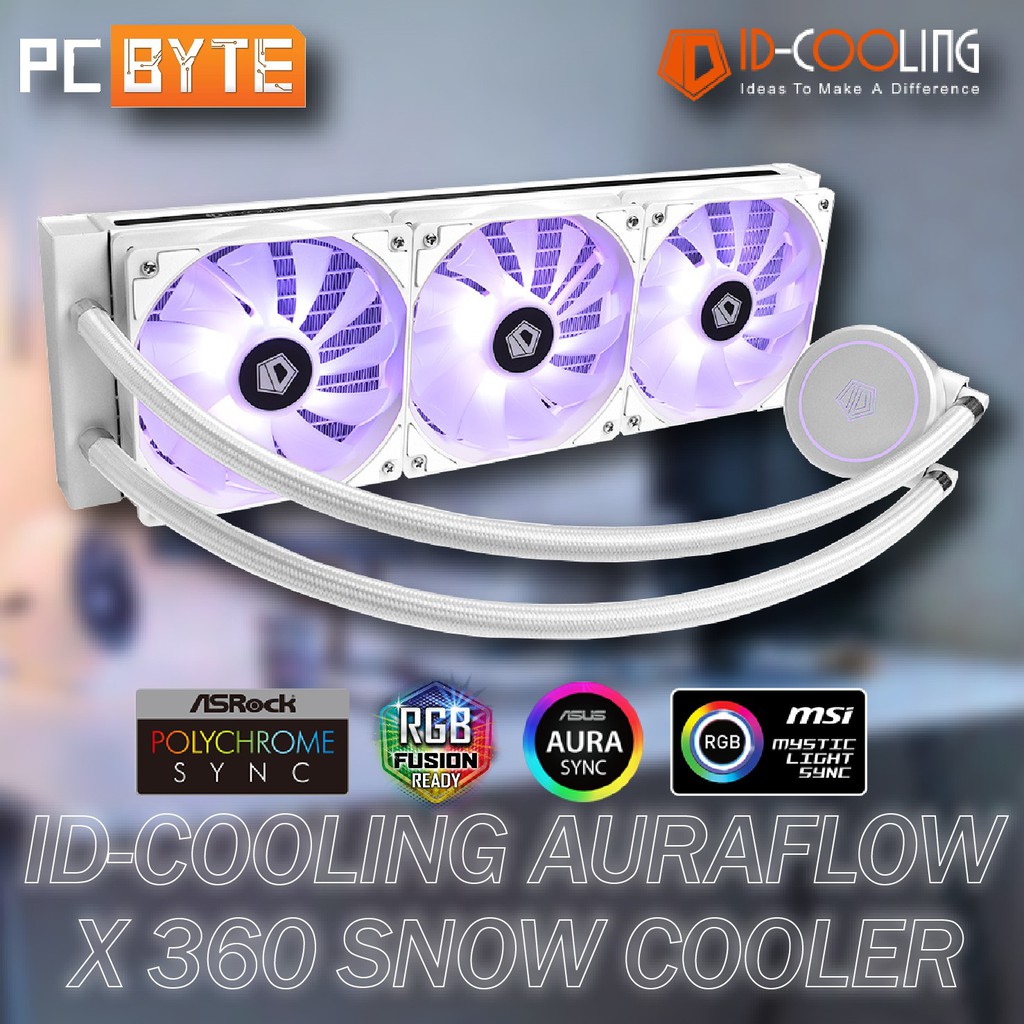 ID Cooling Auraflow X 360 RGB Snow Radiator AIO CPU Cooler (360mm ...