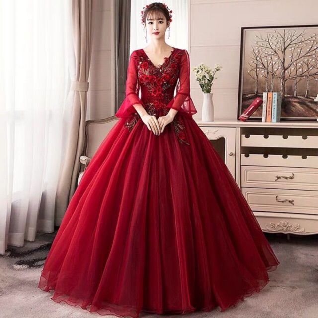 Red and best sale silver gown