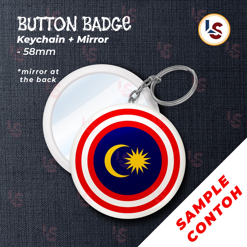 58mm Key Chain Mirror Button Badge Malaysia, Harge Borong Paling Murah