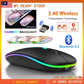 Wireless Mouse Bluetooth Rechargeable Mouse Ultra-thin Silent LED Colorful  Backlit Gaming Mouse For iPad Computer Laptop PC