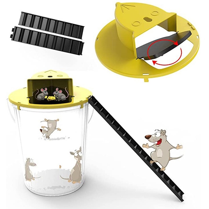 2x Mice Trap Reusable Smart Flip and Slide Bucket Lid Mouse Rat Trap Auto Reset