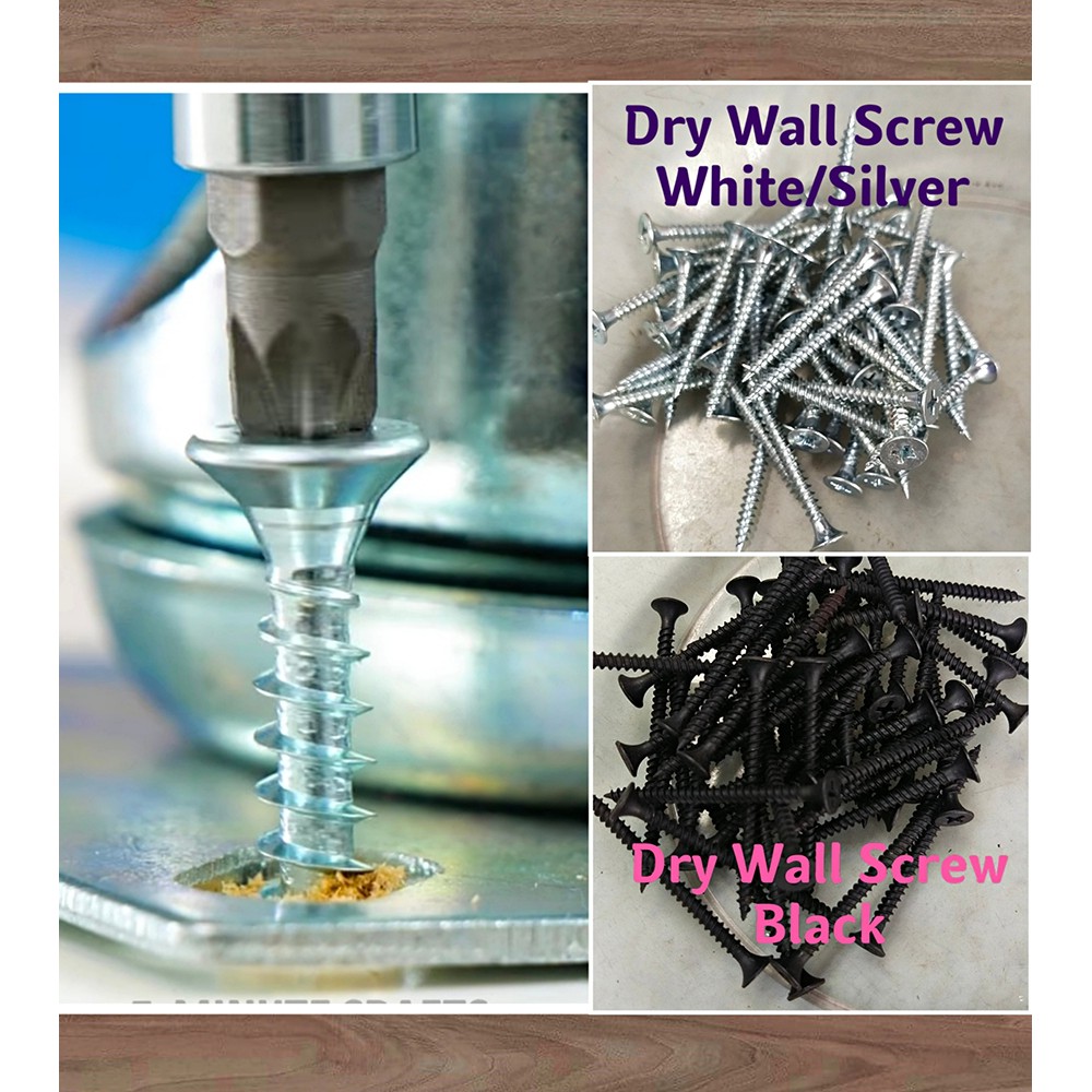 (50pcs) 6/8 Black/White Drywall Screw Partition Screw Wood Screw