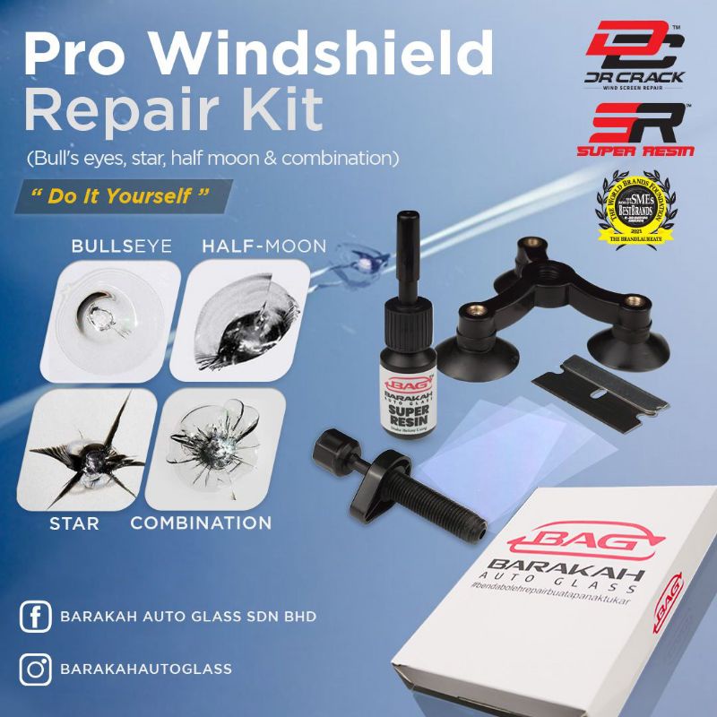 Pro Windshield Repair Kit by DrCrack Shopee Malaysia