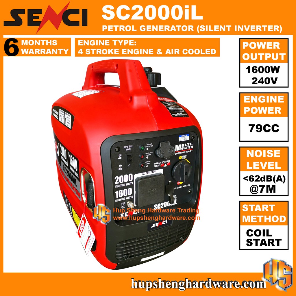 SENCI SC2000iL Petrol Generator Inverter Silent Type Average Power ...