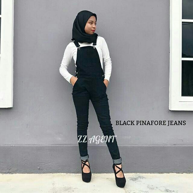 BLACK PINAFORE JEANS (SHIPPING WORLDWIDE) | Shopee Malaysia
