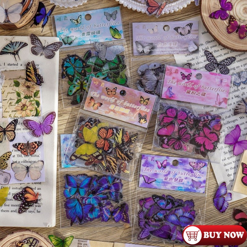 DC 40 Pcs Romantic Butterfly Waterproof Sticker Pack / PET Butterfly ...
