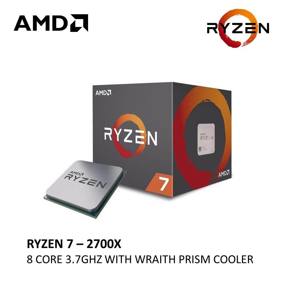 AMD RYZEN 7 2700X WITH WRAITH PRISM (RGB) COOLER PROCESSOR | Shopee ...