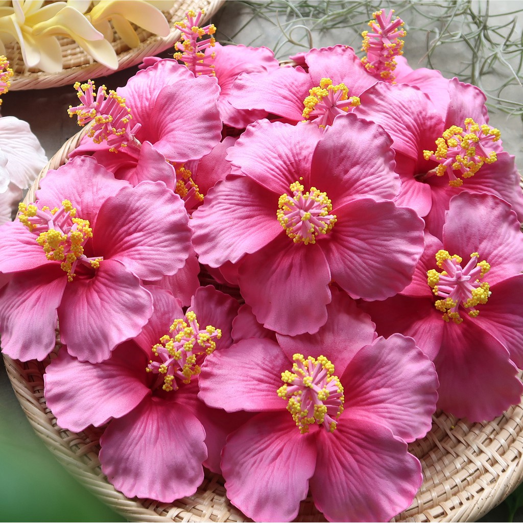 FHIB1M Artificial Hibiscus Red 10 Flowers Per Pack Very Realistic Exquisite Workmanship