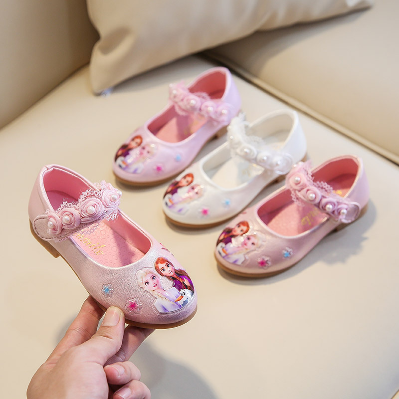 3 6Yrs Kids Princess Shoes Girl Lace Pearl Dance Party Shoe White Pink Elsa Frozen Shopee Malaysia